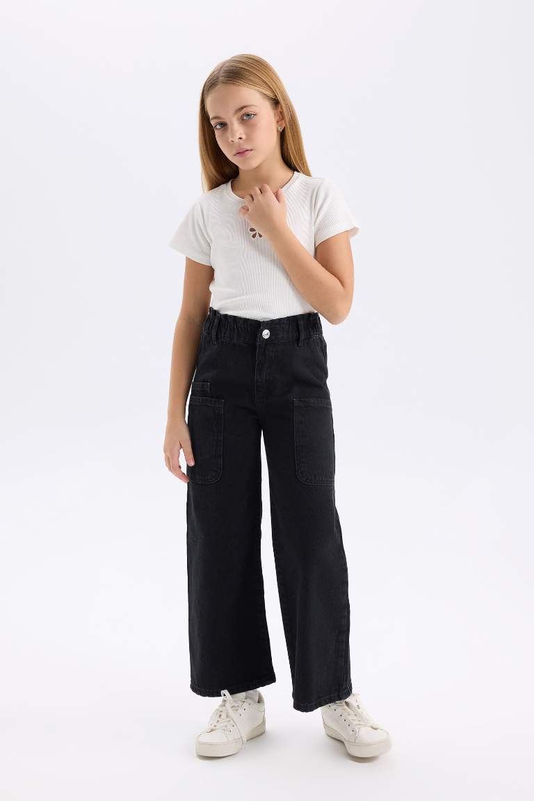 Girl Cargo Wide Leg Jeans