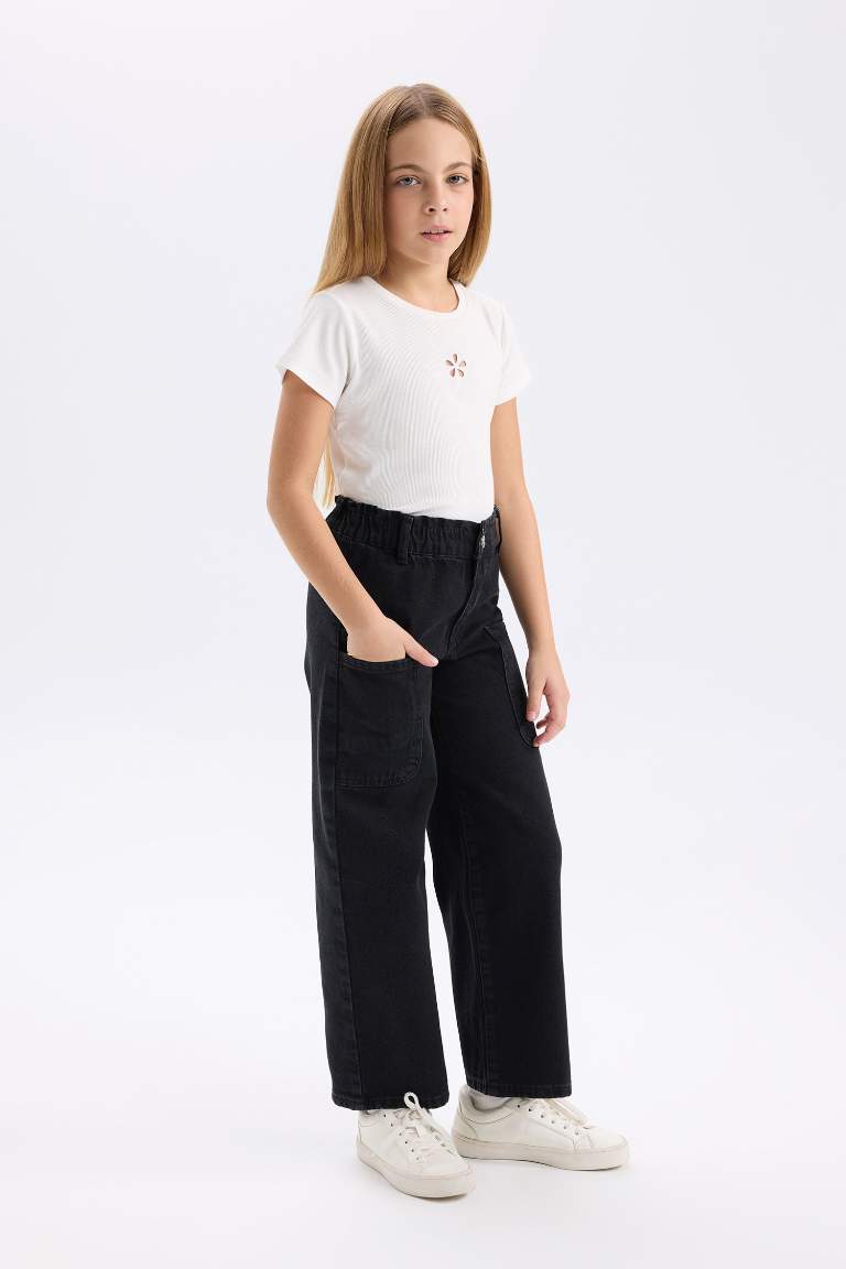 Girl Cargo Wide Leg Jeans