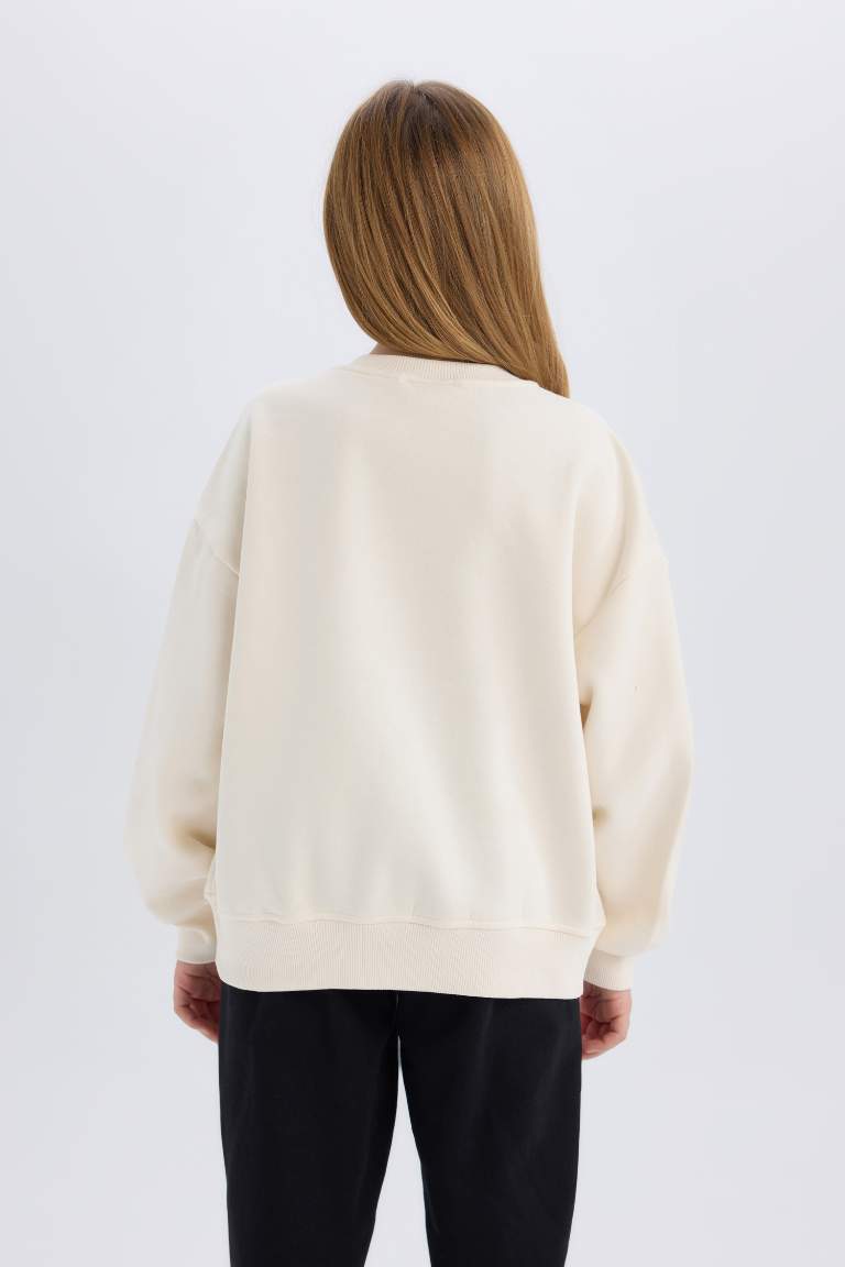 Sweatshirt Oversize à col rond avec imprimé pour fille