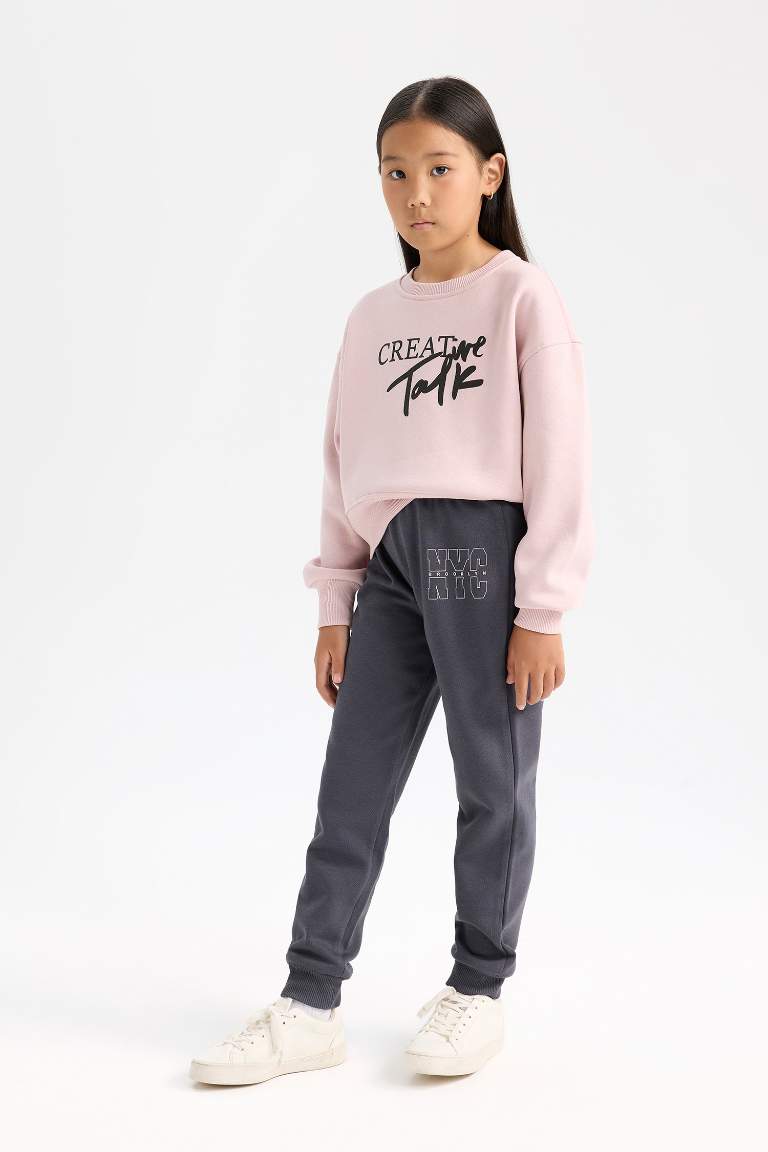 Girl Relax Fit Crew Neck Printed Sweatshirt