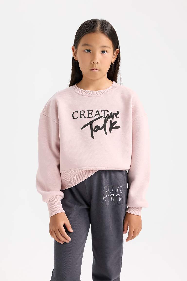 Girl Relax Fit Crew Neck Printed Sweatshirt