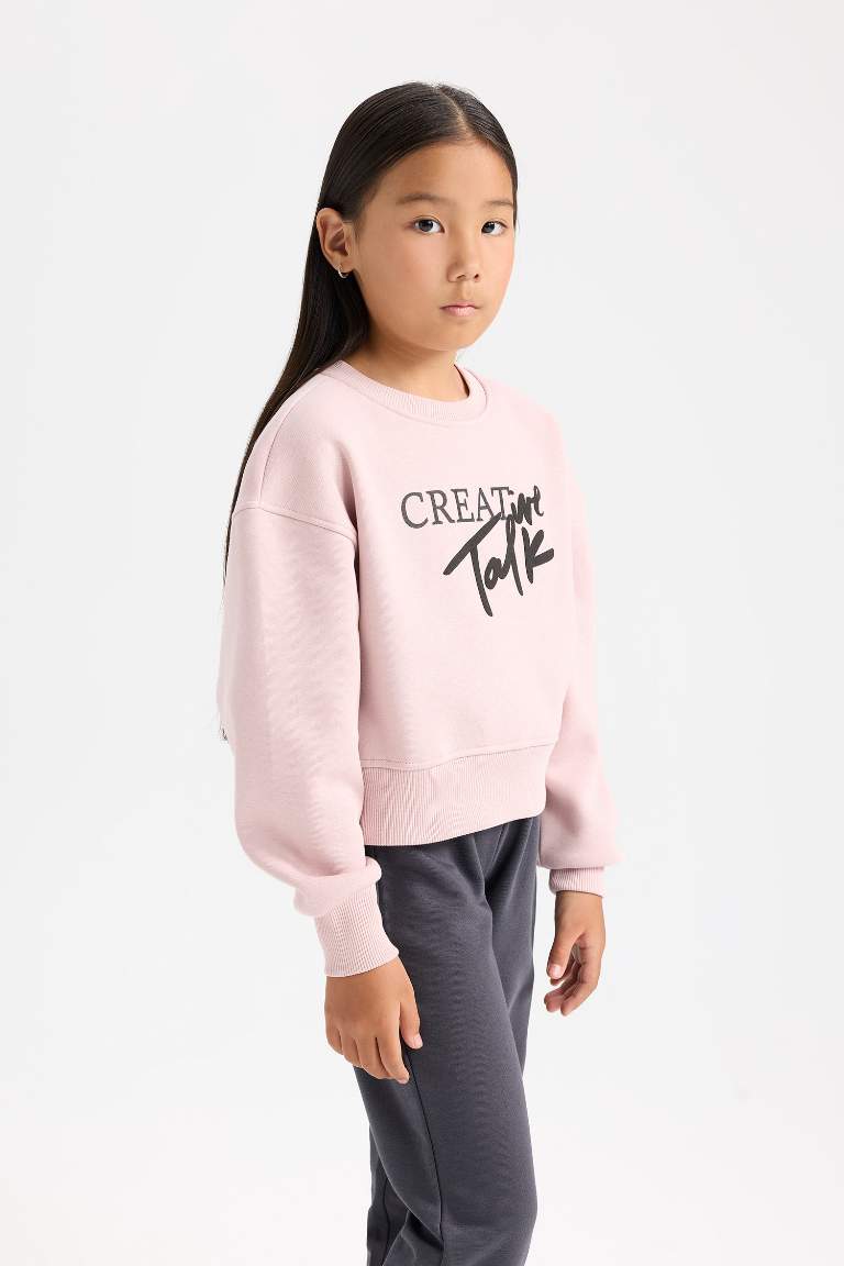 Girl Relax Fit Crew Neck Printed Sweatshirt