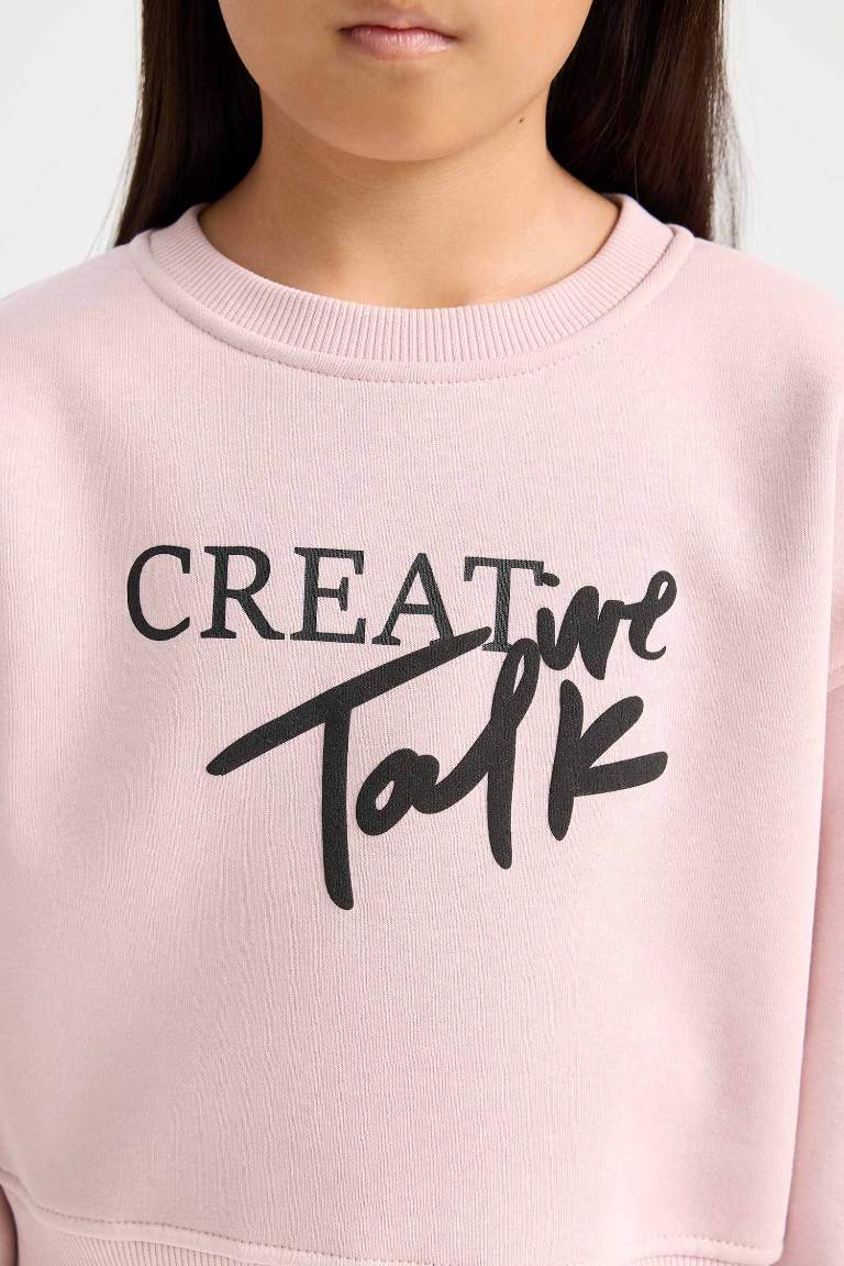 Girl Relax Fit Crew Neck Printed Sweatshirt