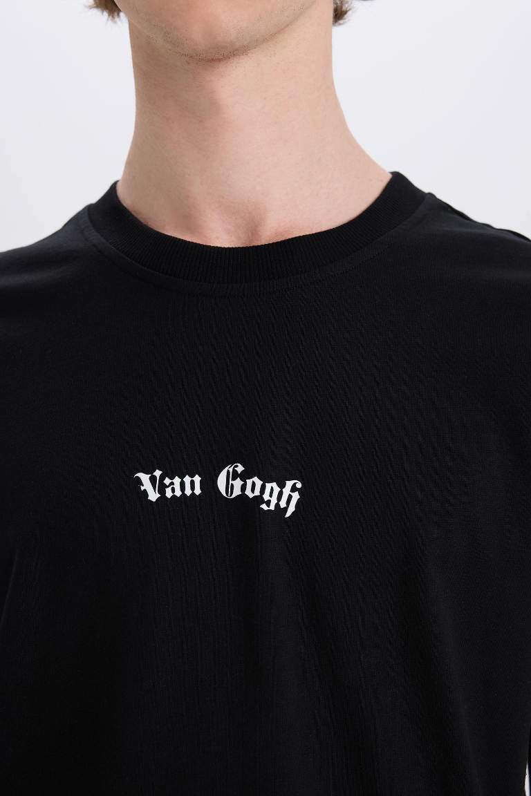 Regular Fit Van Gogh Licensed Crew Neck Printed T-Shirt