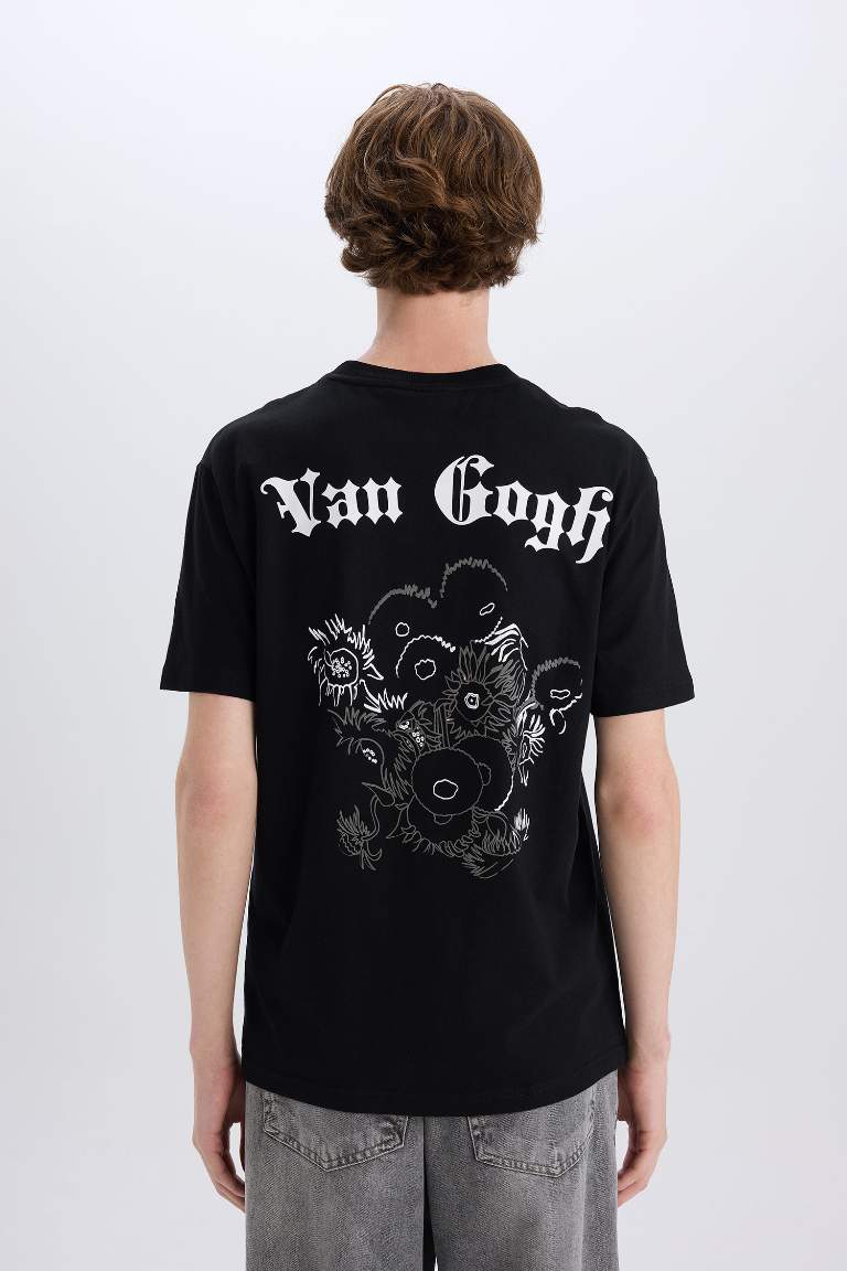 Regular Fit Van Gogh Licensed Crew Neck Printed T-Shirt