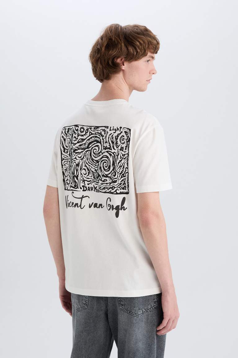 T-shirt imprimé Van Gogh à col rond et manches courtes