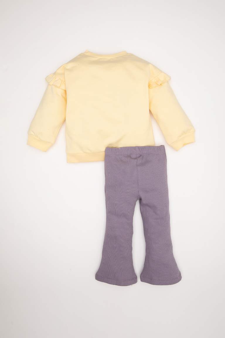 Kız Bebek 2'li Takım Çiçekli Sweatshirt Tayt 