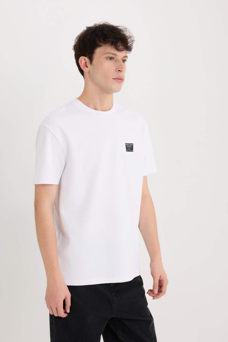 Regular Fit Crew Neck Printed Heavy Fabric T-Shirt