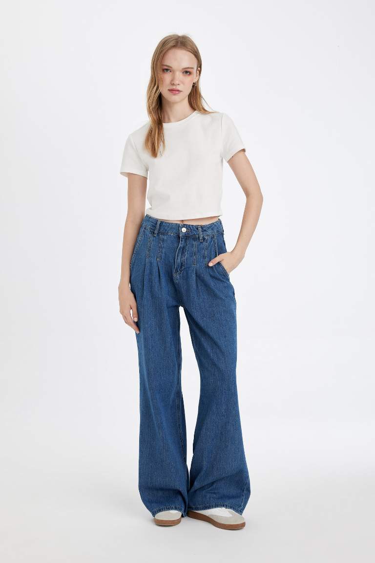 Wide Leg Jean Trousers