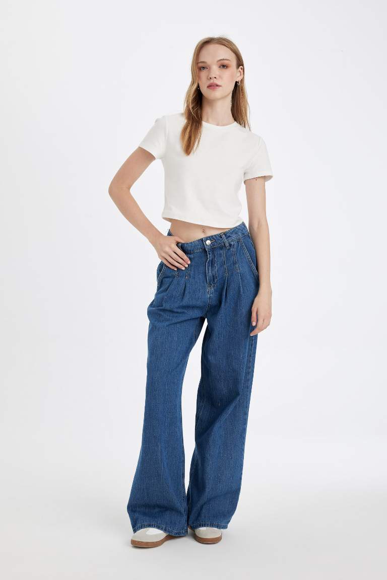 Wide Leg Jean Trousers