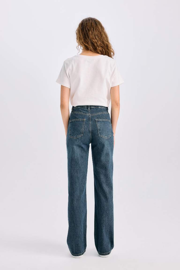 90's Wide Leg High Waist Long Washed Jeans