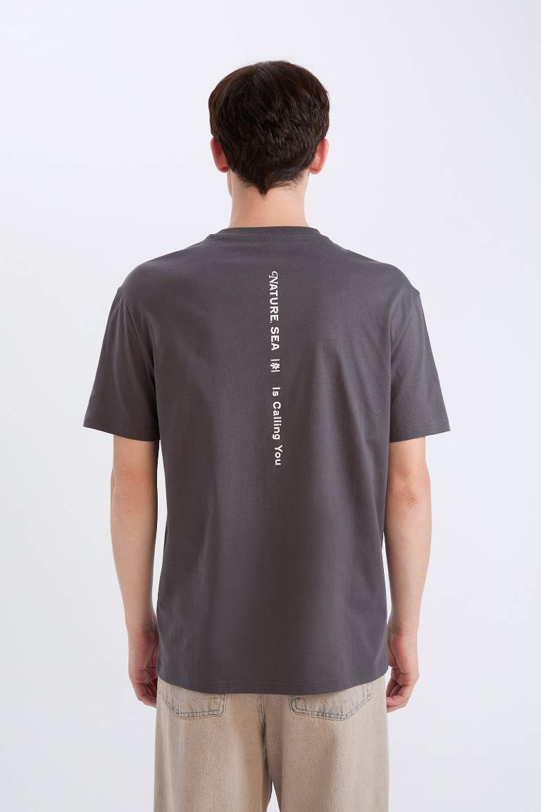 Regular Fit Crew Neck Back Printed T-Shirt