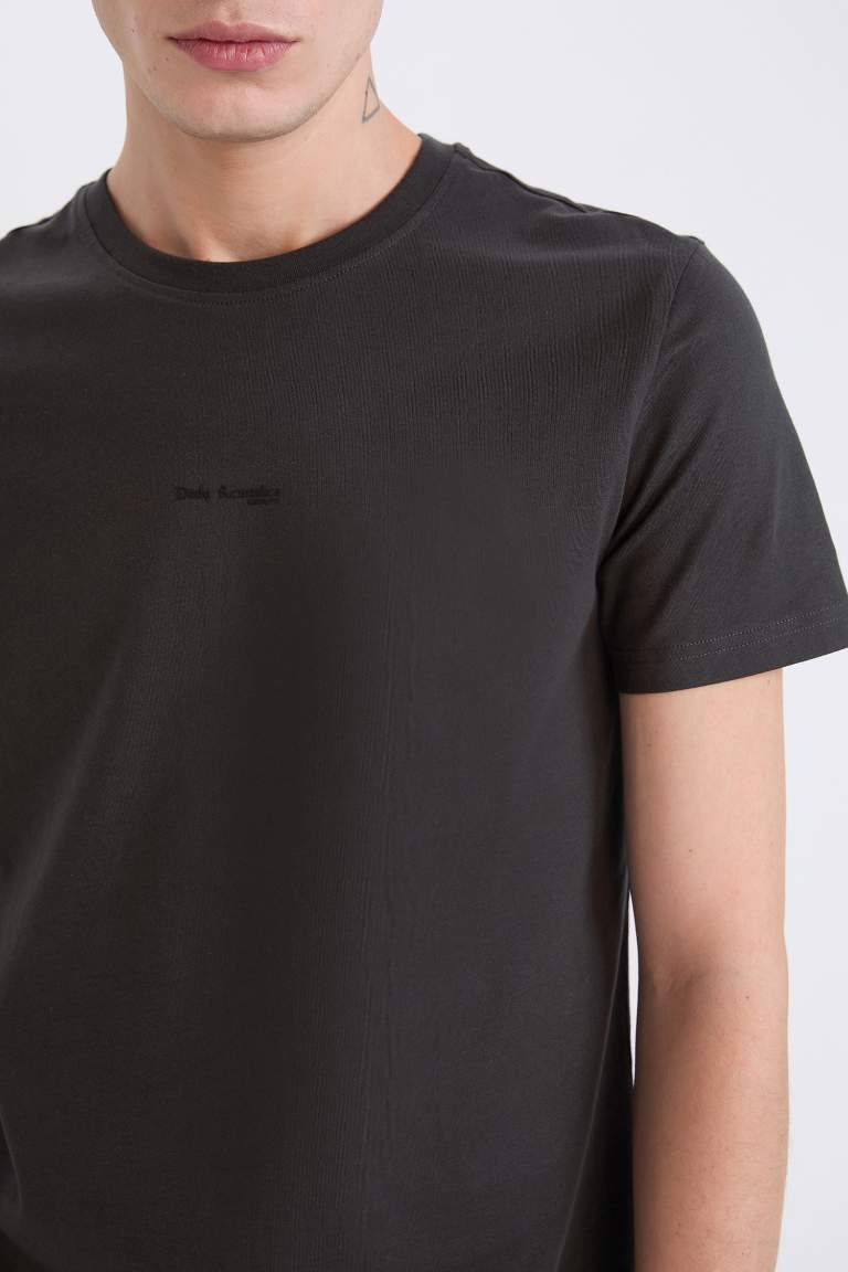 T-shirt slim imprimé à col rond et manches courtes