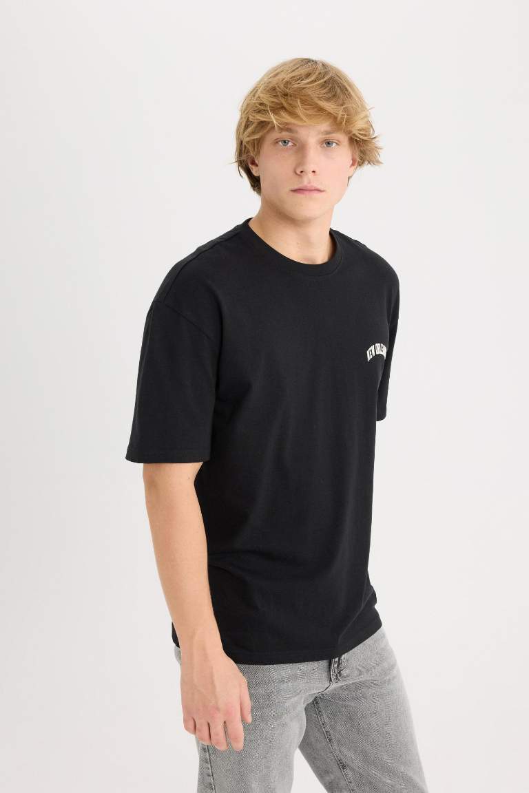 Boxy Fit Crew Neck Printed T-Shirt