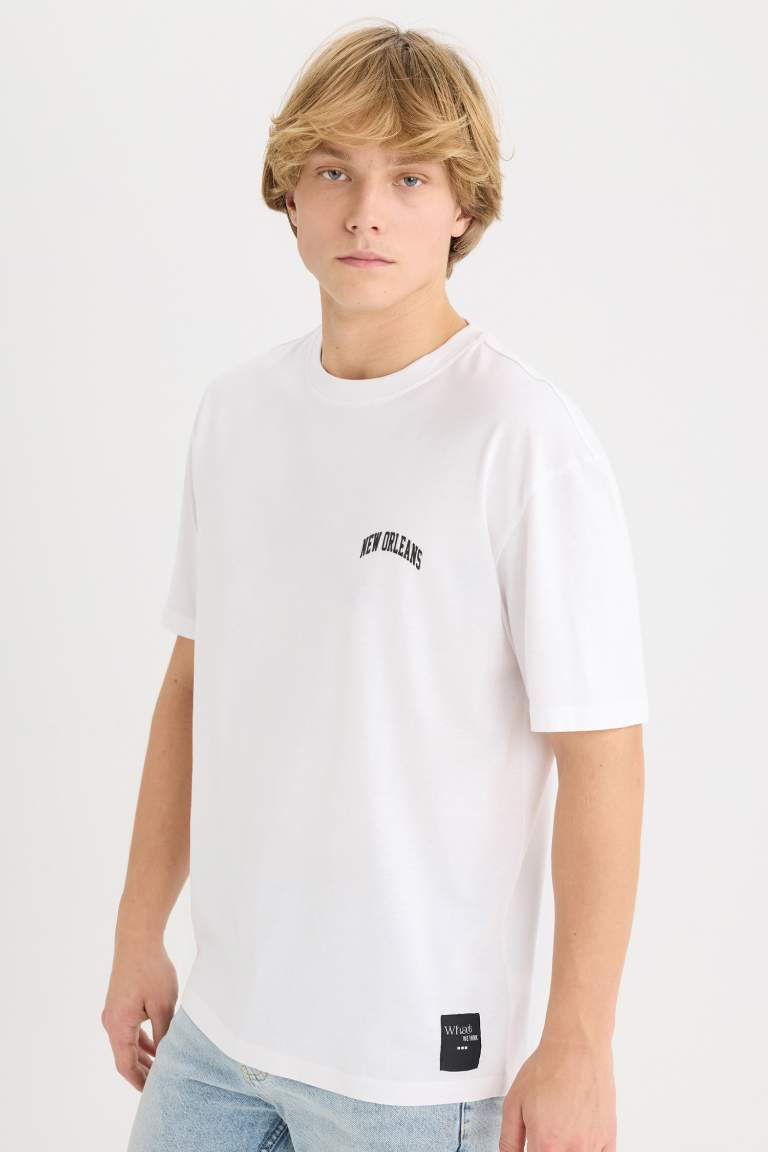 Boxy Fit Crew Neck Printed T-Shirt