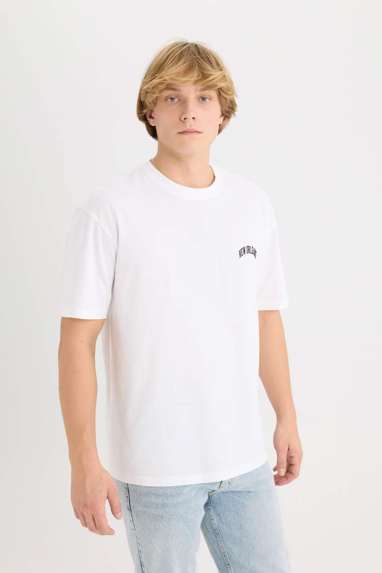 Boxy Fit Crew Neck Printed T-Shirt