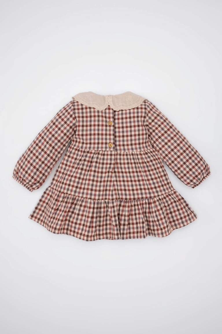 Regular Fit Plaid Long Sleeve Woven Dress