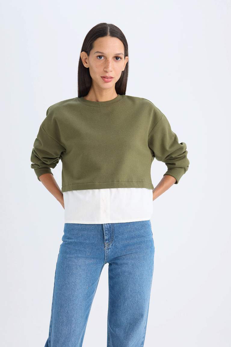 Relax Fit Crew Neck Basic Sweatshirt