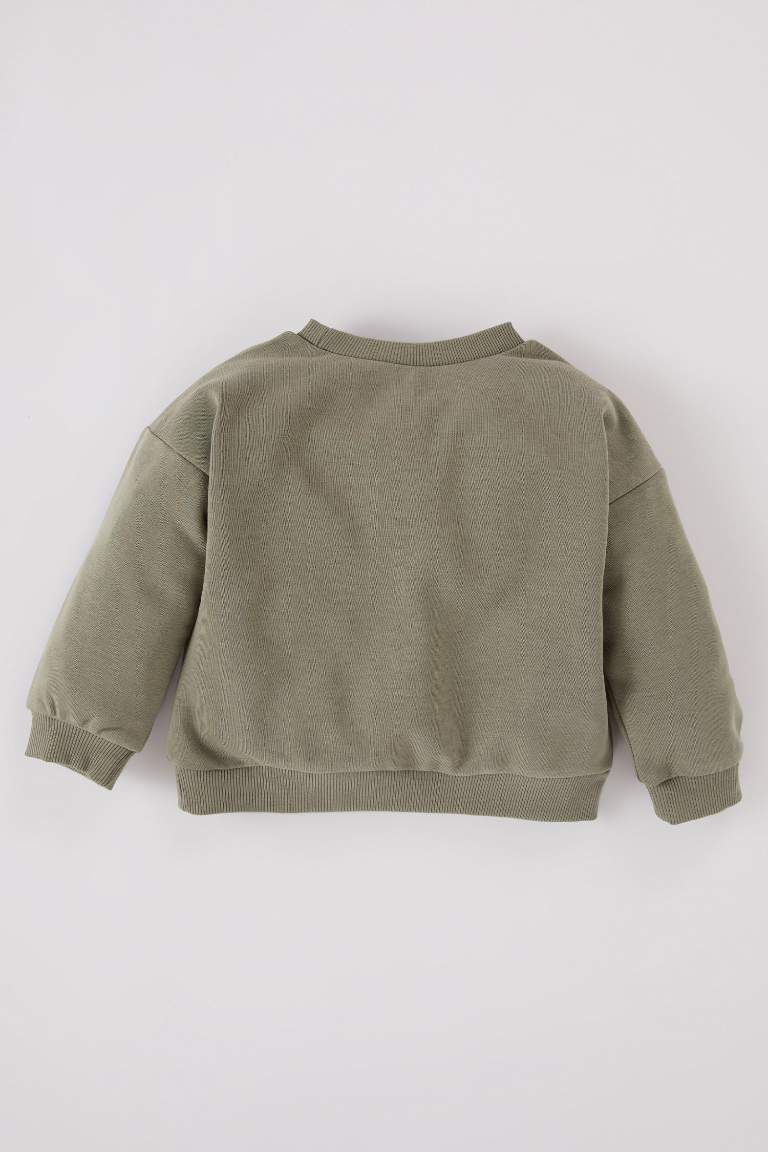 Sweat-shirt à col rond avec imprimé nature à intérieur doux pour Bébé Garçon