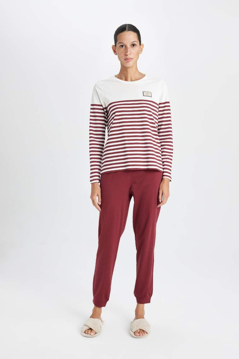 Pijama Takım Çizgili Uzun Kollu Üst Beli Lastikli Alt-Fall in Love