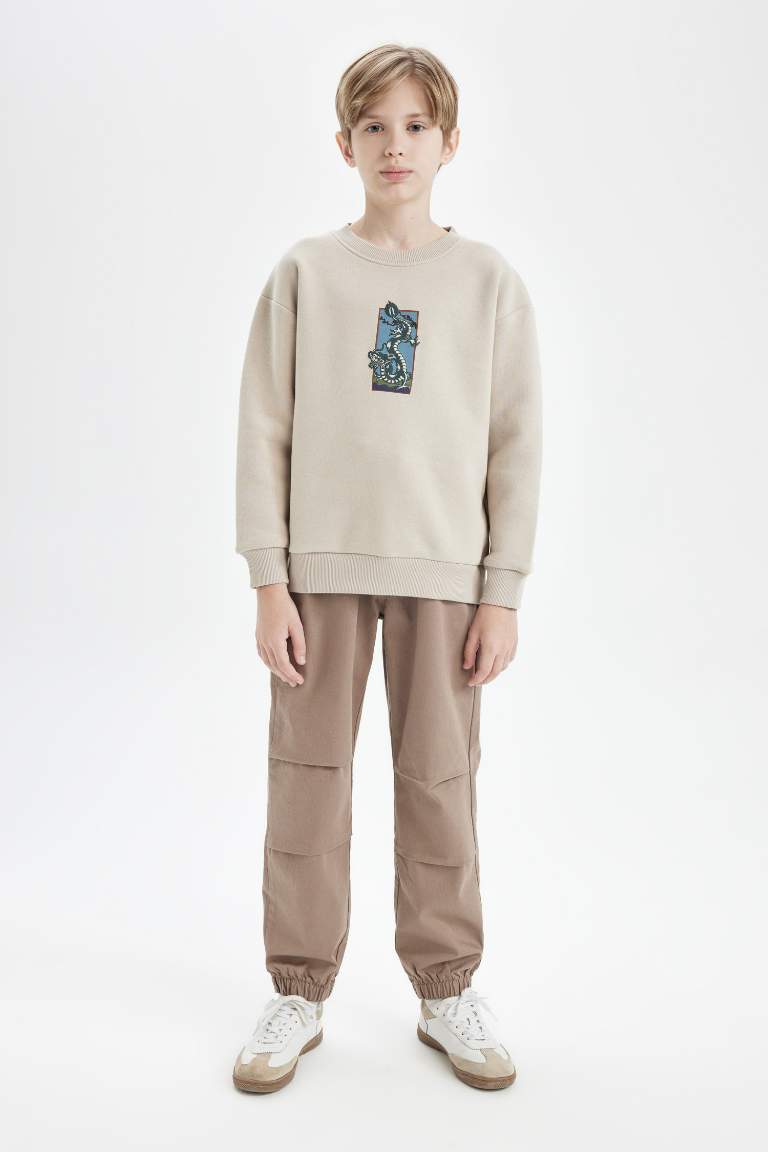 Boy Oversize Fit Wide Fit Crew Neck Printed Sweatshirt