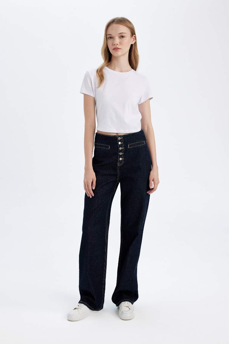 90's Wide Leg High Waist Long Jeans