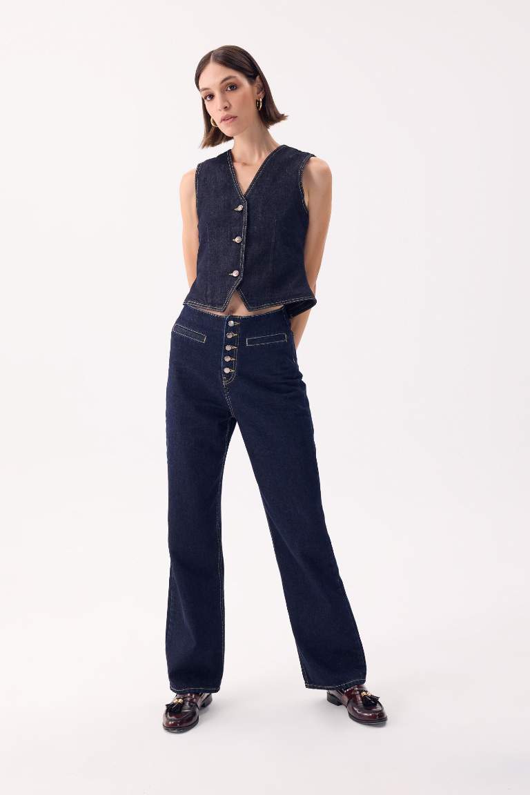 Pantalon Jean taille haute à jambes larges Style des années 90