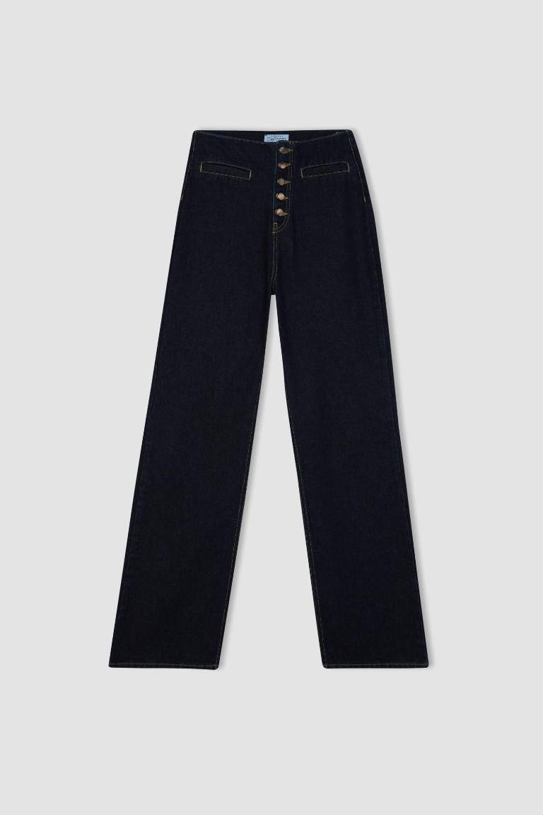 Pantalon Jean taille haute à jambes larges Style des années 90