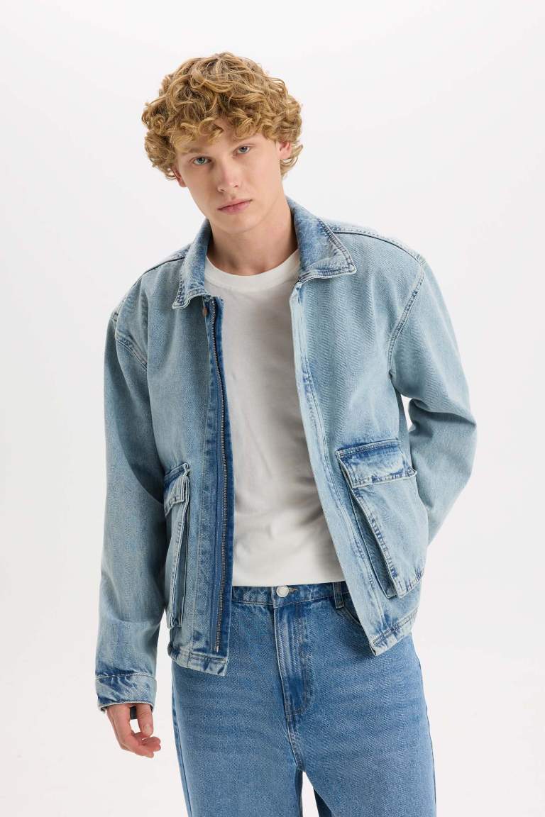 Veste en Jean à Coupe Régulière avec poches