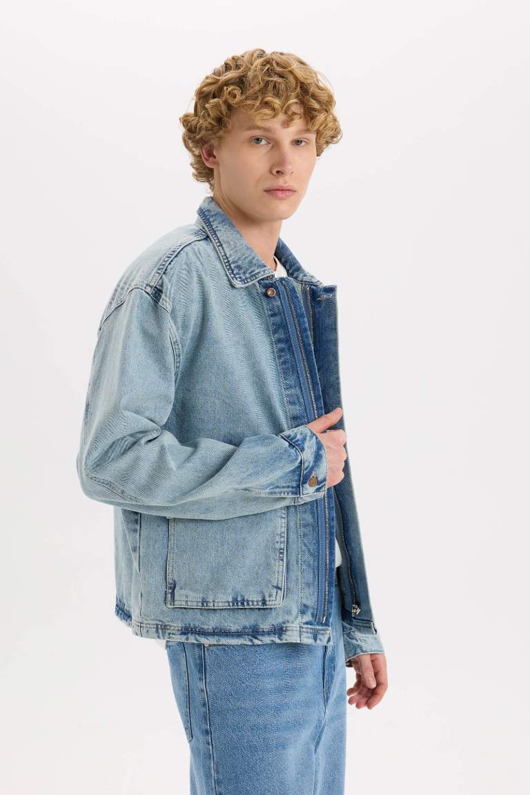 Veste en Jean à Coupe Régulière avec poches