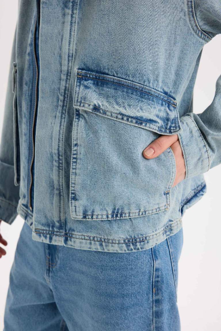 Veste en Jean à Coupe Régulière avec poches