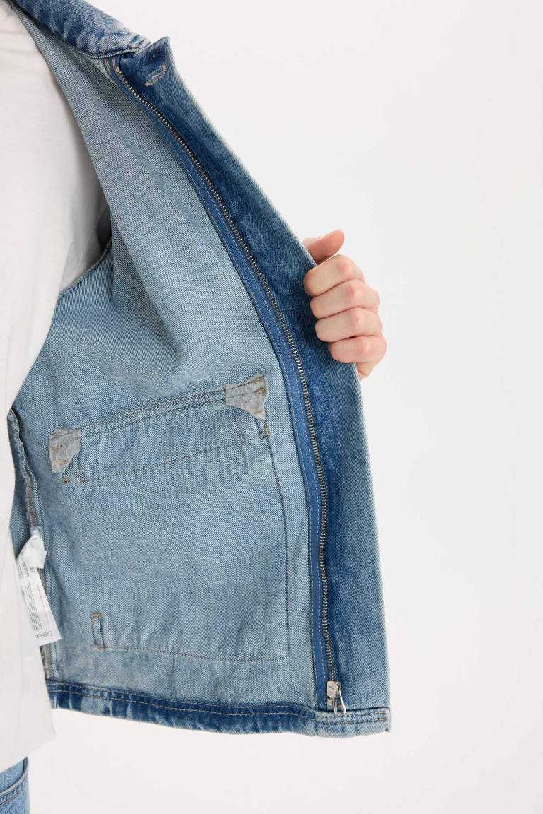 Veste en Jean à Coupe Régulière avec poches