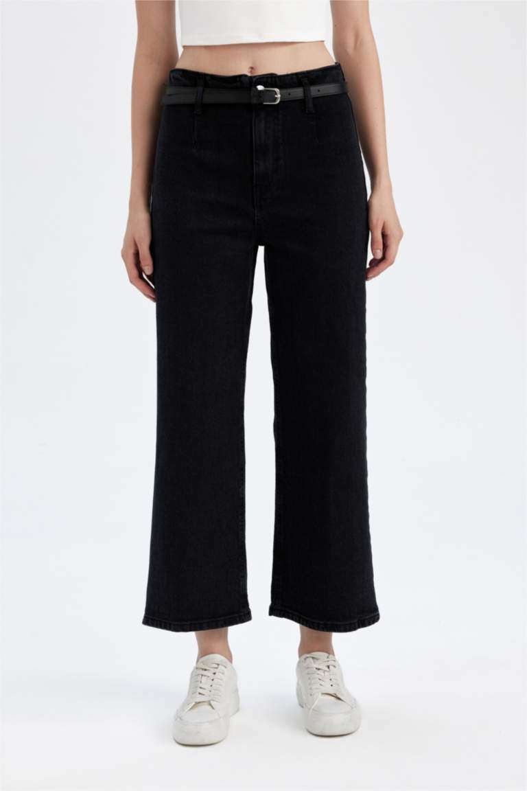 Jean Femme M&S Jambes Larges Taille Haute - Taille 6 à 24, 3 Longueurs, 65% Coton 35% Lyocell, Ourlet Brut