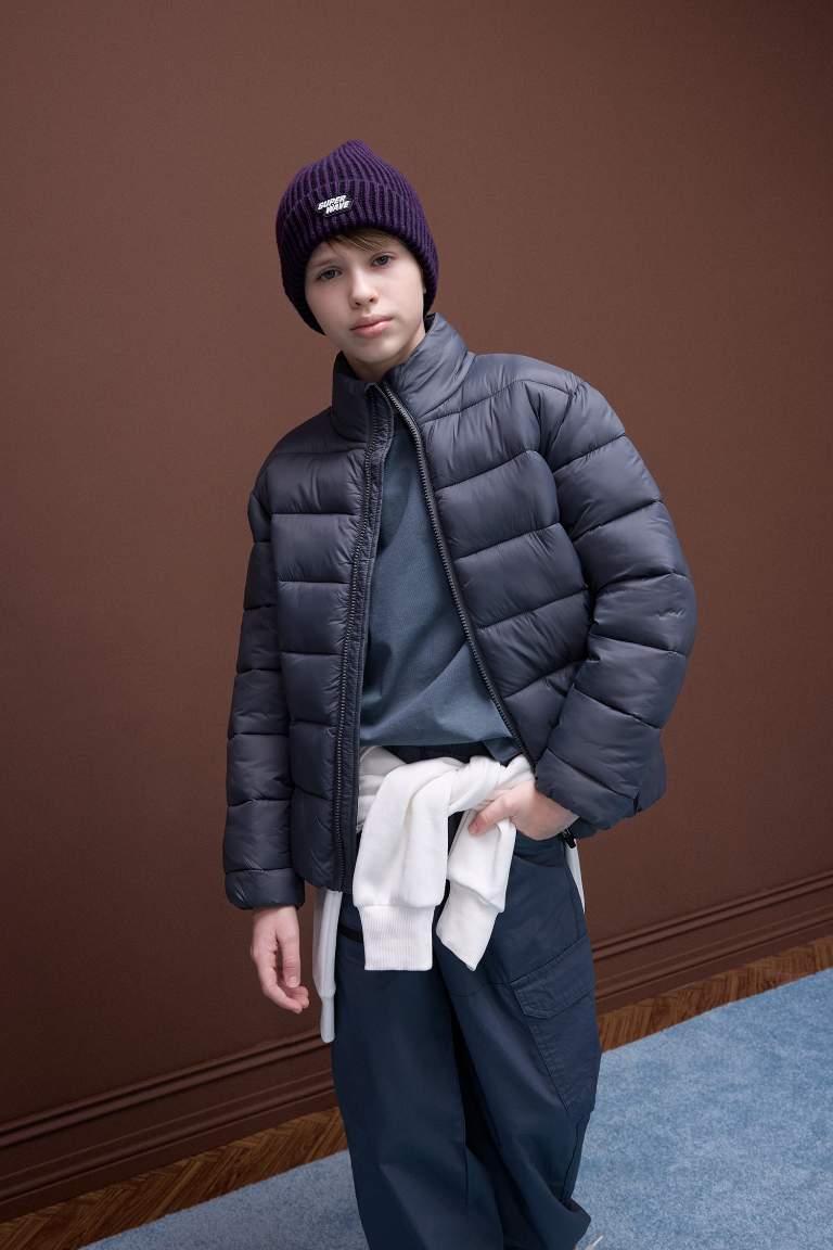 Boy Waterproof Zippered Pocket Puffer Jacket