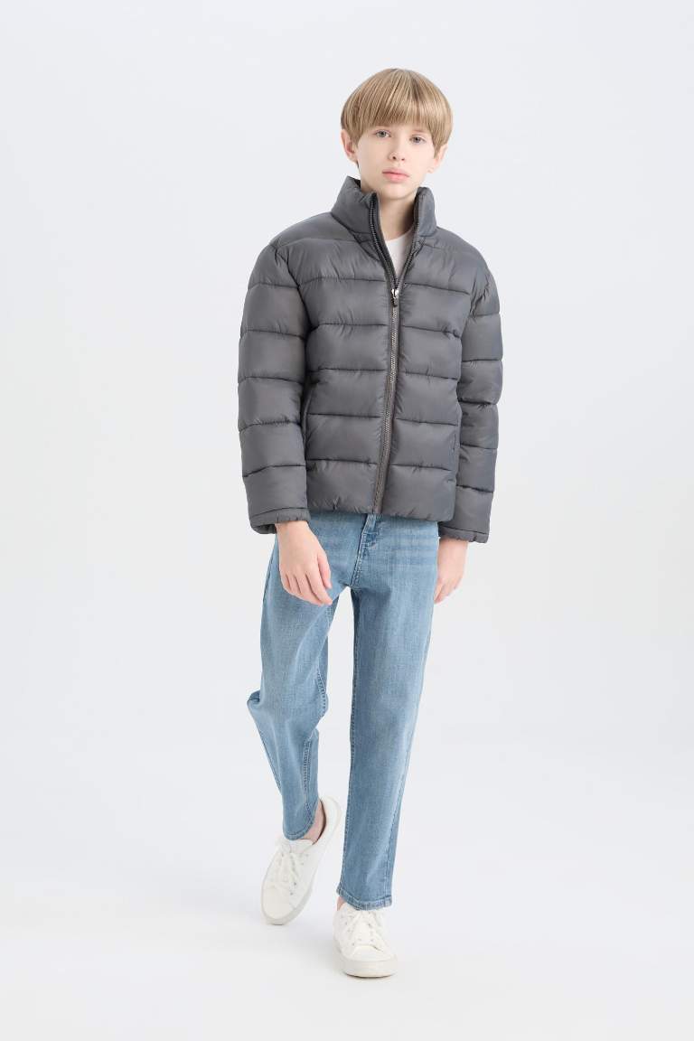 Boy Waterproof Zippered Pocket Puffer Jacket