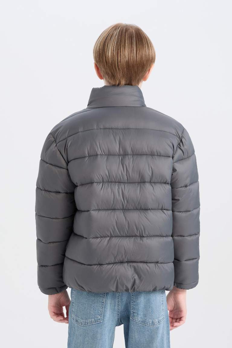 Boy Waterproof Zippered Pocket Puffer Jacket