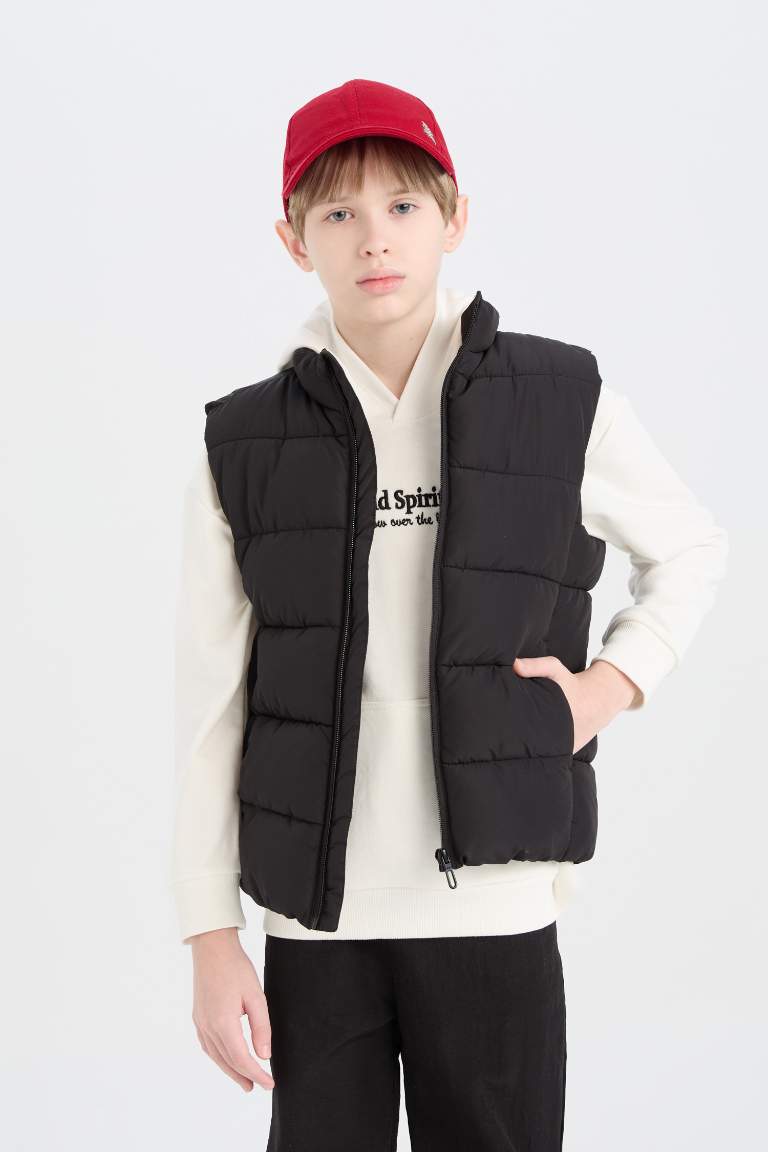 Boy Waterproof Zippered Stand Collar Vest