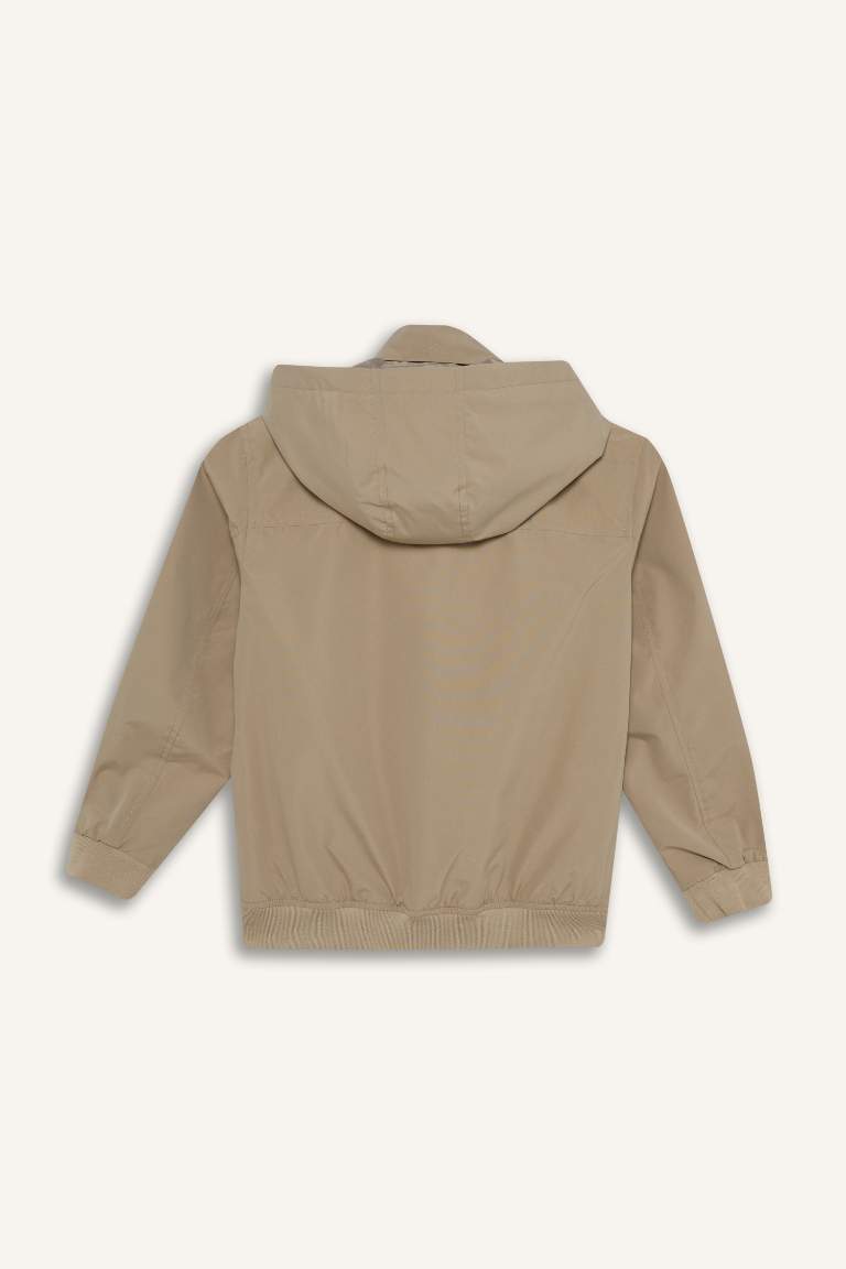 Erkek Çocuk Su Geçirmez Kapüşonlu Fermuarlı Mont