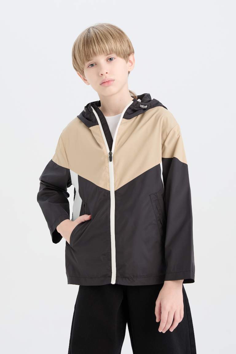 Sweat à capuche imperméable zippé avec poches pour garçon