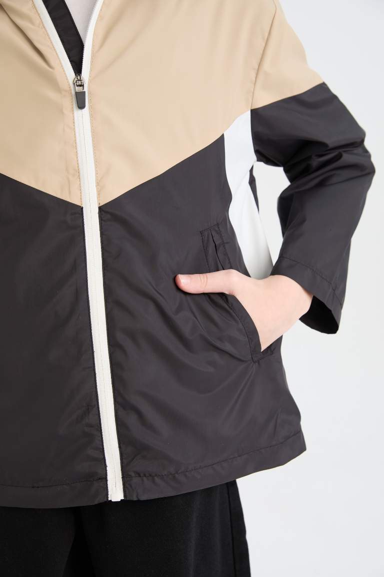 Sweat à capuche imperméable zippé avec poches pour garçon