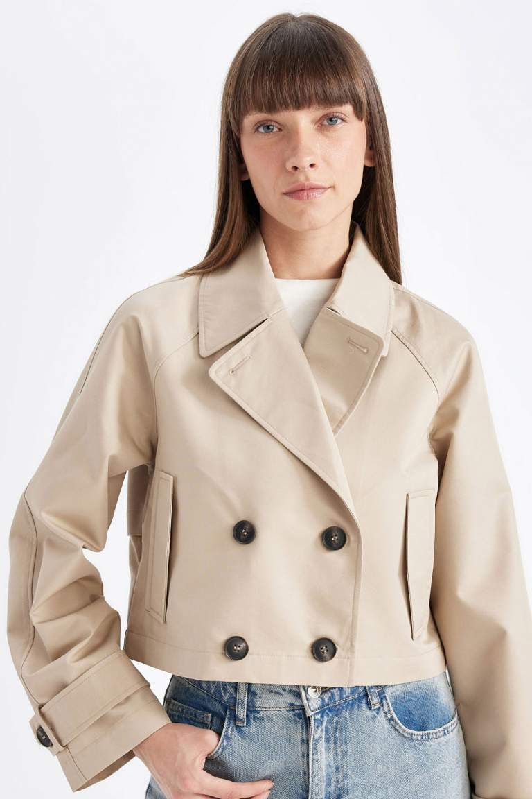 Regular Fit Cotton Short Trench Coat