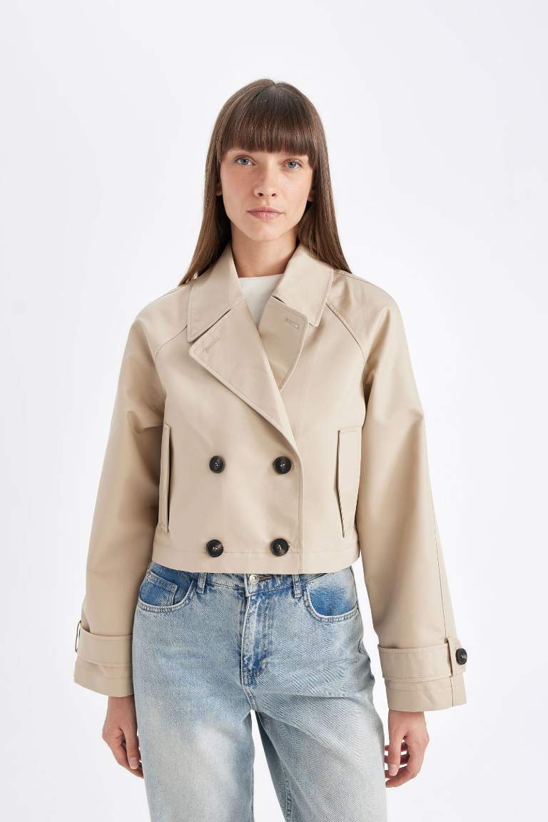 Regular Fit Cotton Short Trench Coat