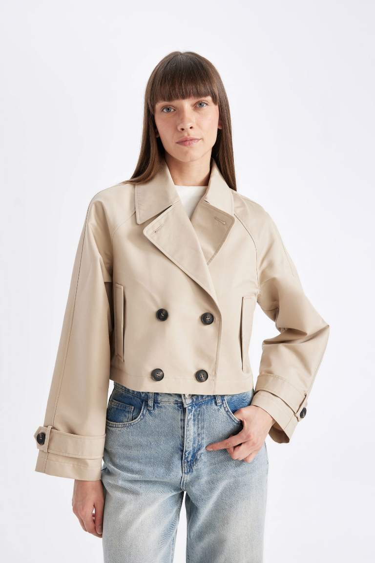 Regular Fit Cotton Short Trench Coat