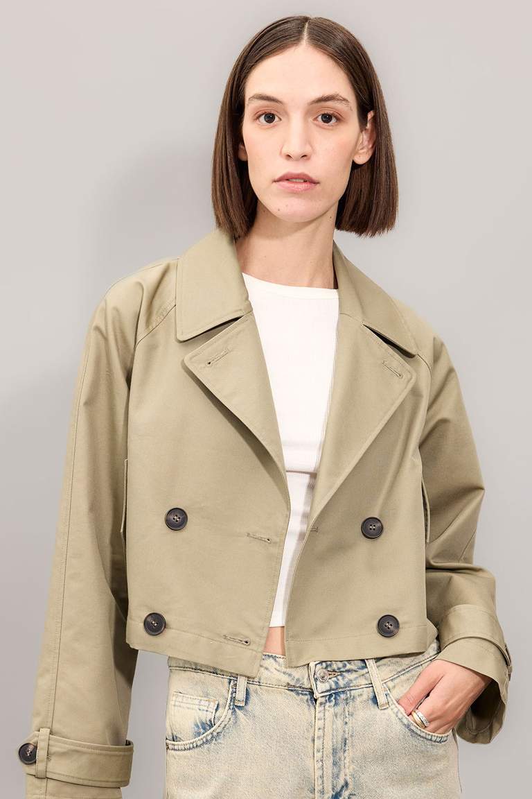 Regular Fit Cotton Short Trench Coat