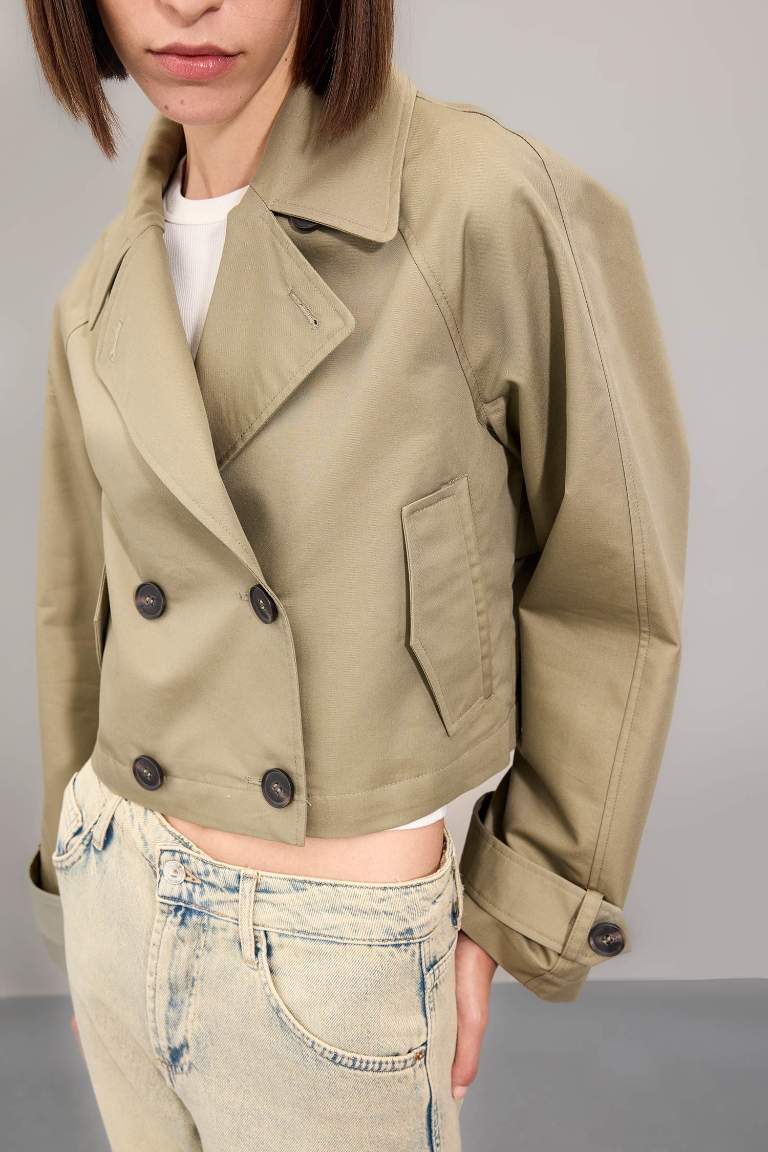 Regular Fit Cotton Short Trench Coat