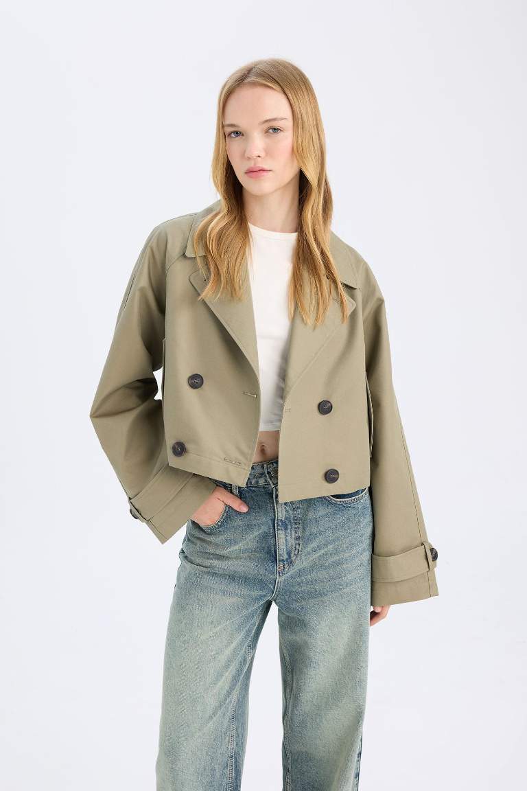 Regular Fit Cotton Short Trench Coat