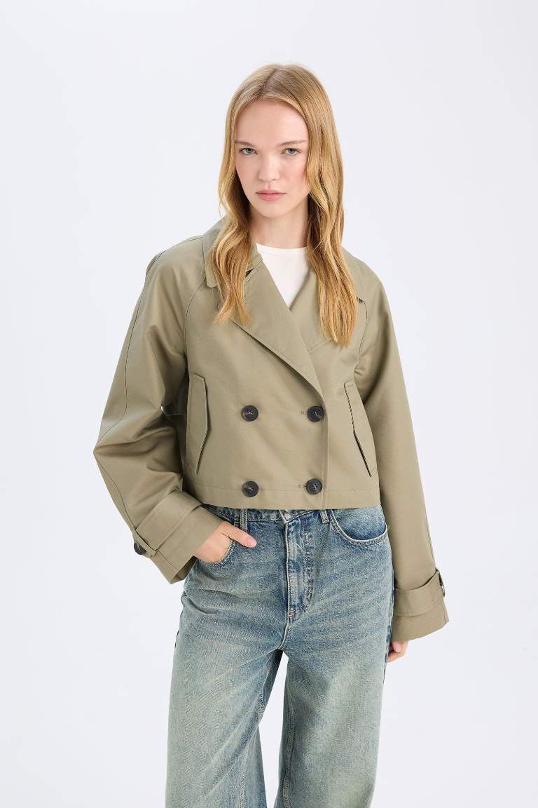 Regular Fit Cotton Short Trench Coat