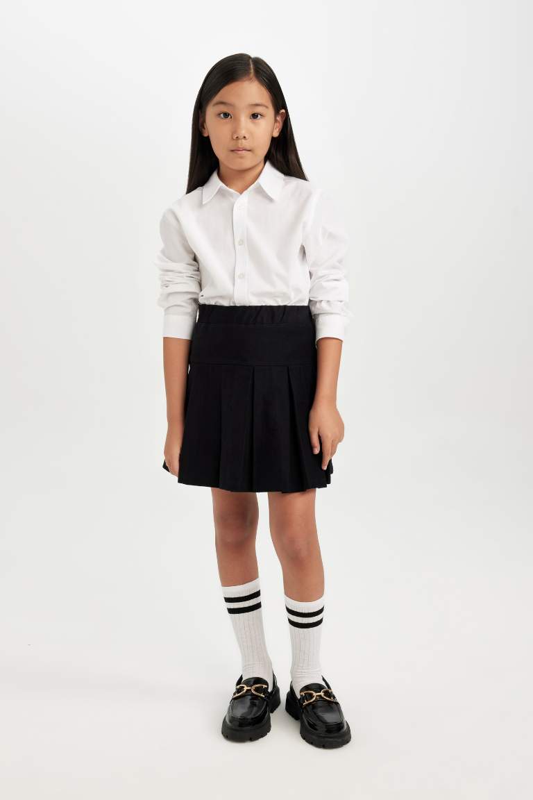 Girl Gabardine Pleat Skirt