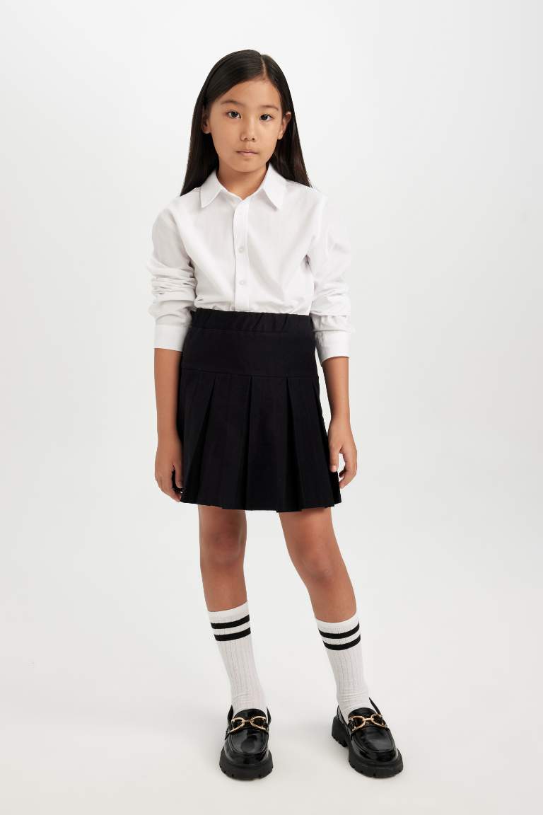 Girl Gabardine Pleat Skirt