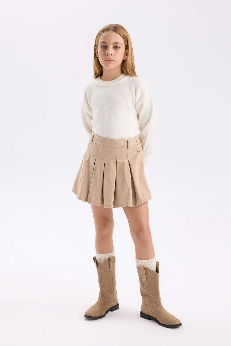 Girl Gabardine Pleat Skirt